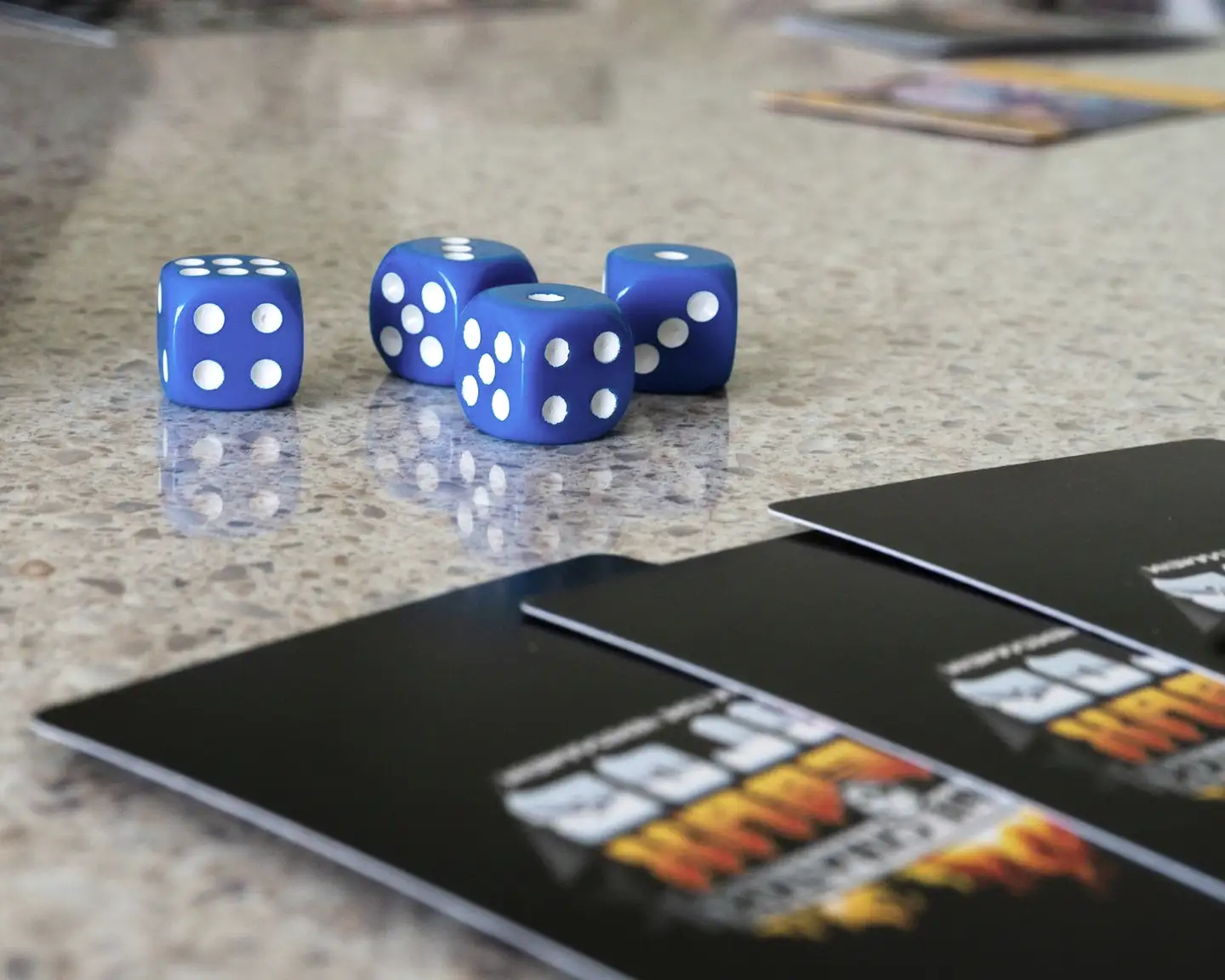 Resin dice set from above