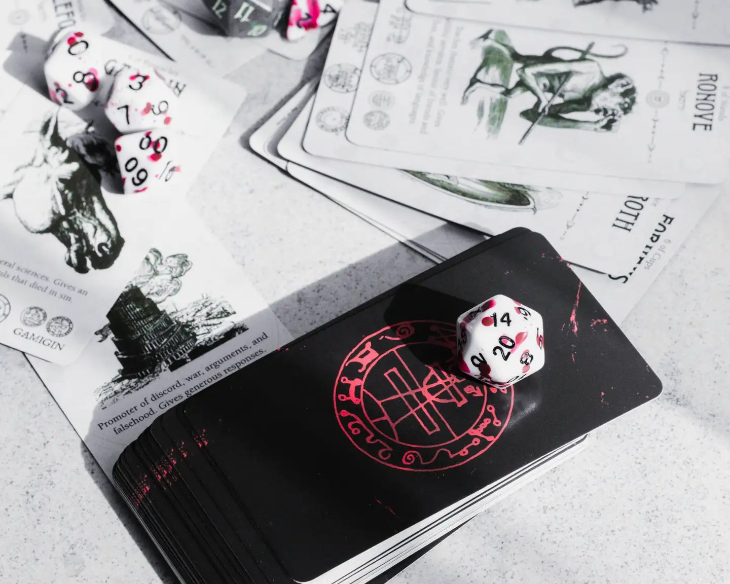 A full polyhedral set of hand-cast resin dice